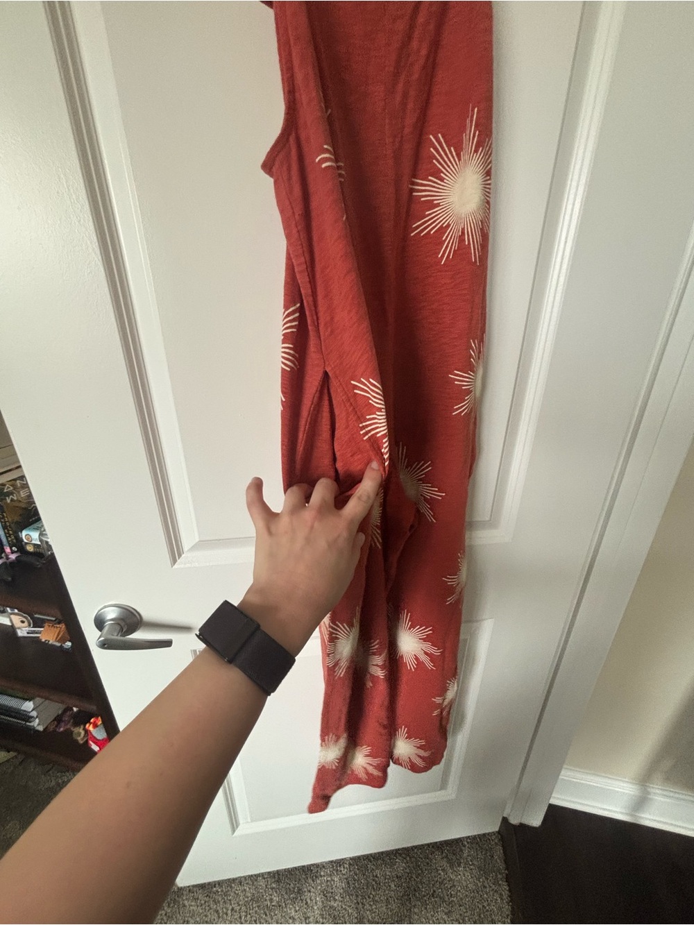 Rust Sunburst Print Crossback Jumpsuit - Picture 3 of 5